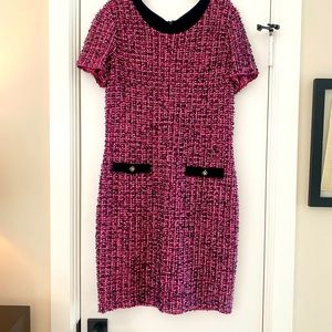 St John hot pink/navy knit dress